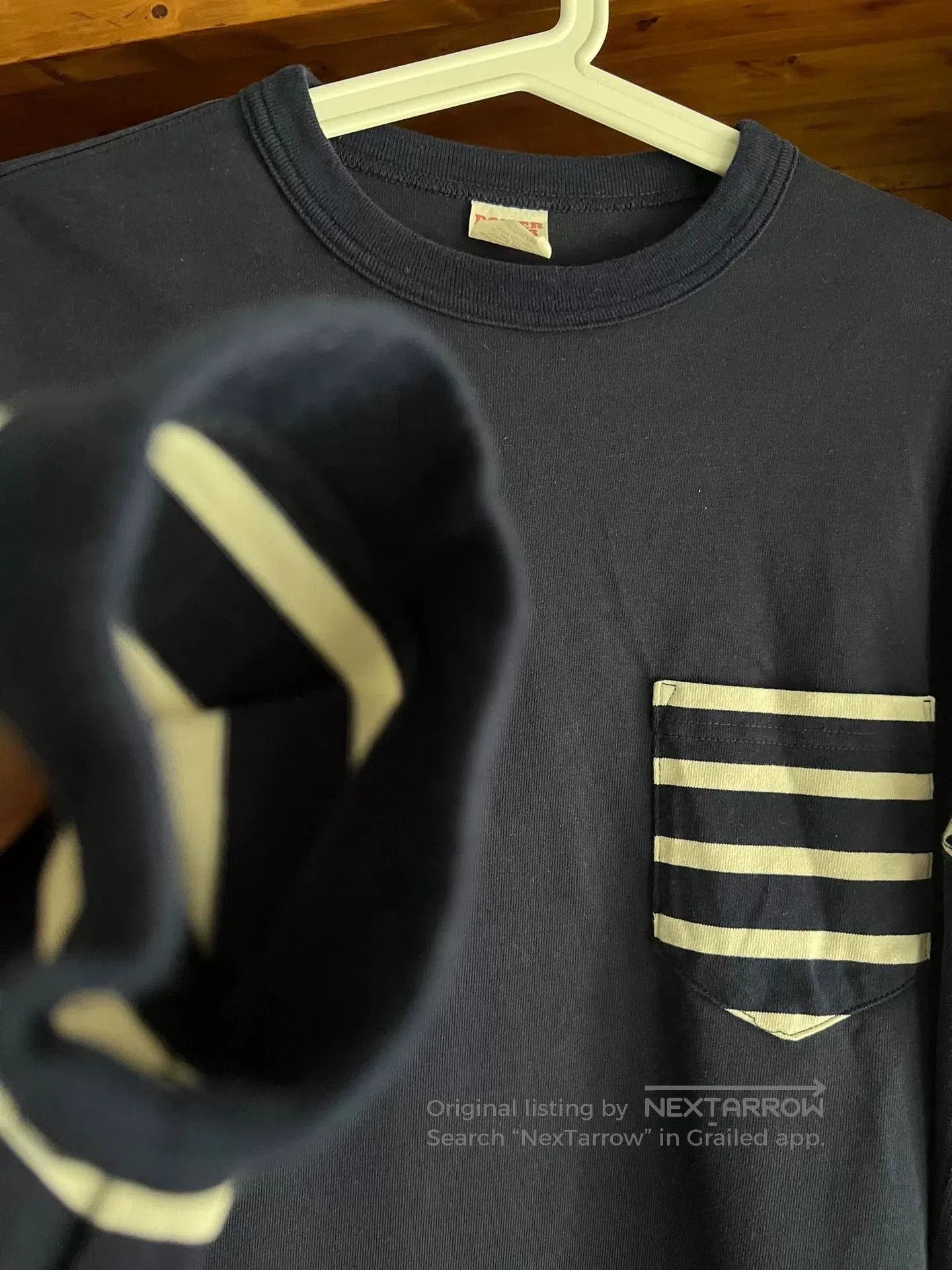 Porter Classic Blue Dyed Striped Sweatshirt with Pocket. Size US L / EU 52-54 / 3 - 5 Thumbnail