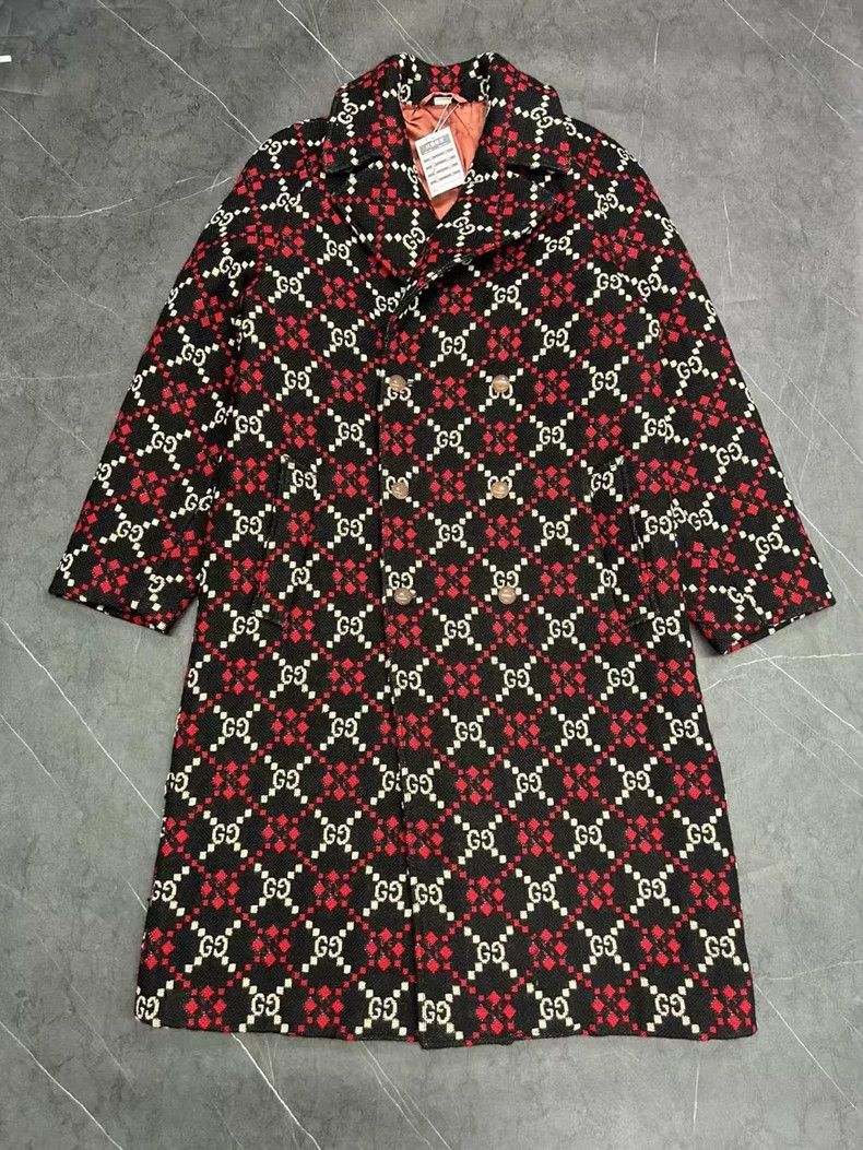 Gucci gucci logo wool coat with red accents-dmc Size US M / EU 48-50 / 2 - 1 Thumbnail