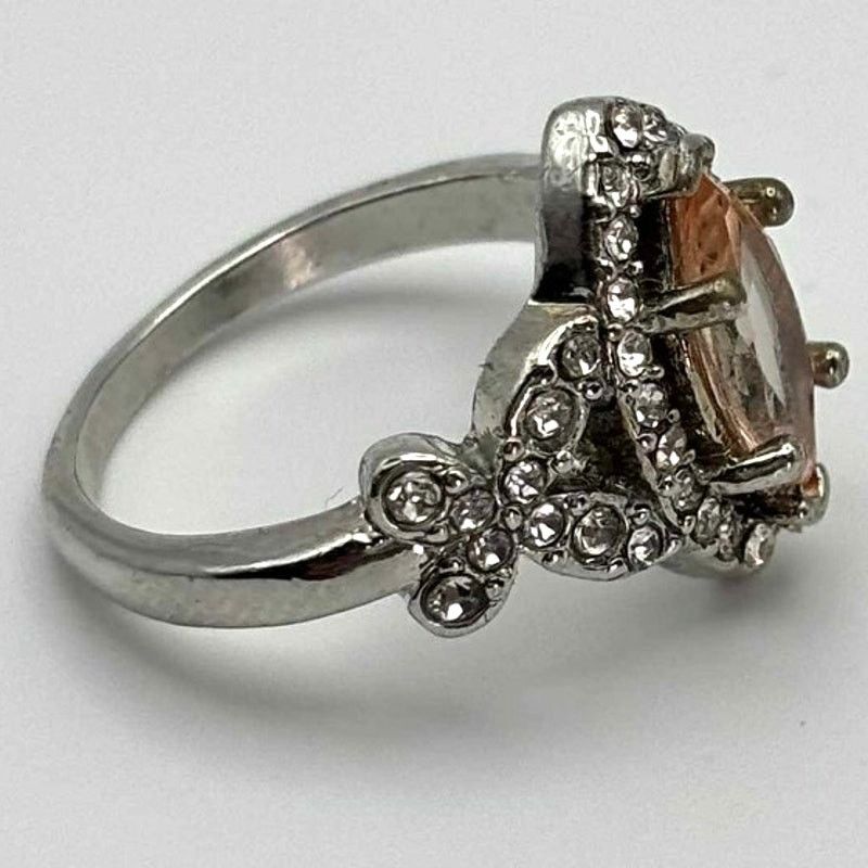 Other Silver & Pink Crystal Ring Size ONE SIZE - 3 Thumbnail