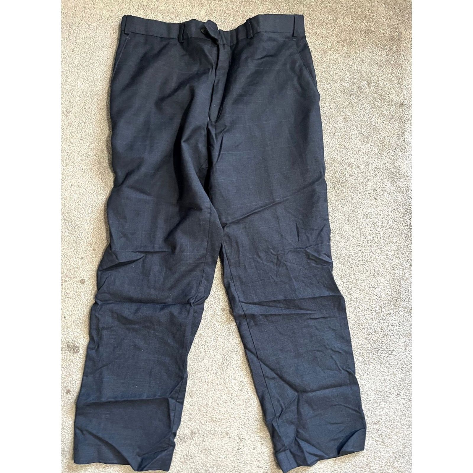 Ralph Lauren VINTAGE Lauren Ralph Lauren Flat Front Pants Navy Blue 38x27 Men’s Wool Dress Pants Mens 90s American Designer Size US 38 / EU 54 - 2 Thumbnail