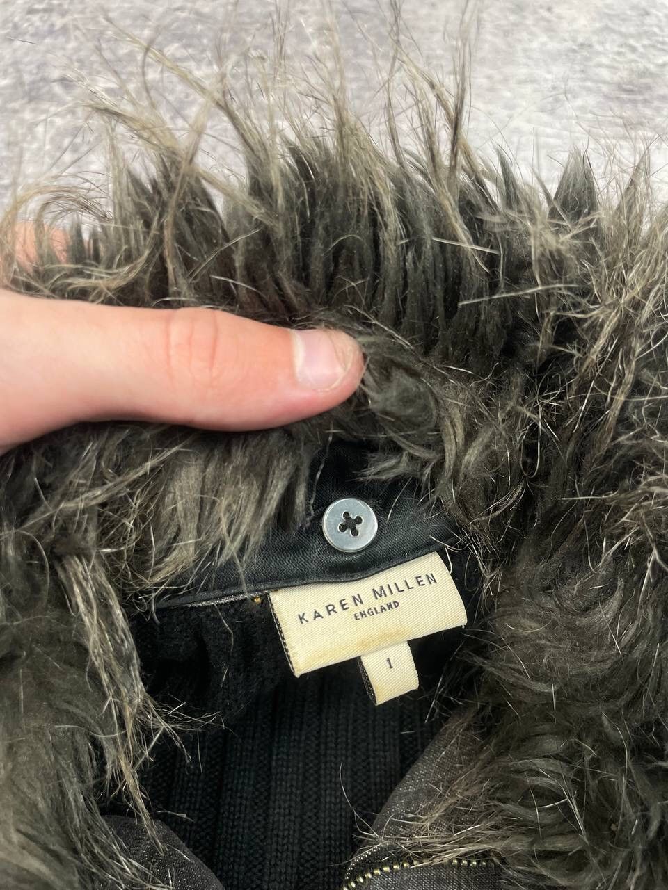 Hysteric Glamour Vintage Karen Millen Faux Fur Denim Knit Jacket LGB Y2K Size S / US 4 / IT 40 - 6 Thumbnail