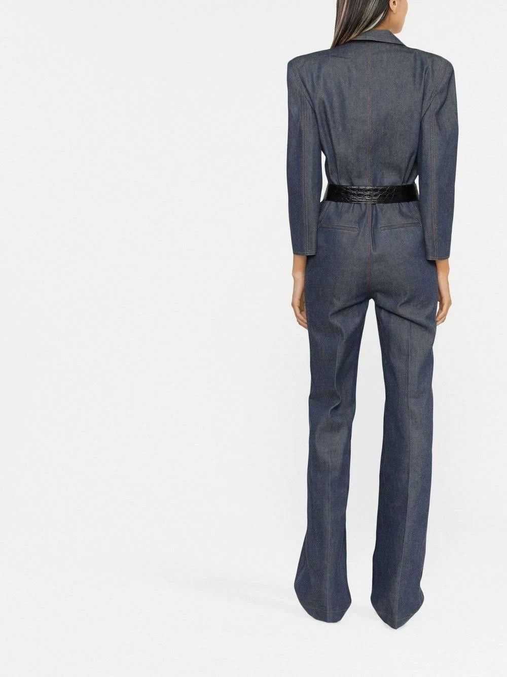 Saint Laurent Paris o1s1wg110924 Tailored Jumpsuit in Deep Denim in Marine Blue Size 28" / US 6 / IT 42 - 6 Thumbnail