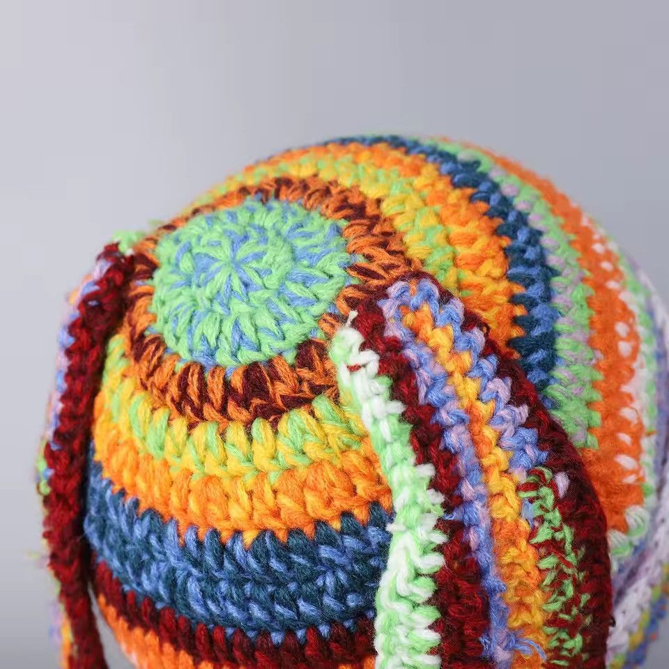 Handmade Colourful Knitted Sweet Outdoor Eared Handmade Beanie Hat Size ONE SIZE - 8 Thumbnail
