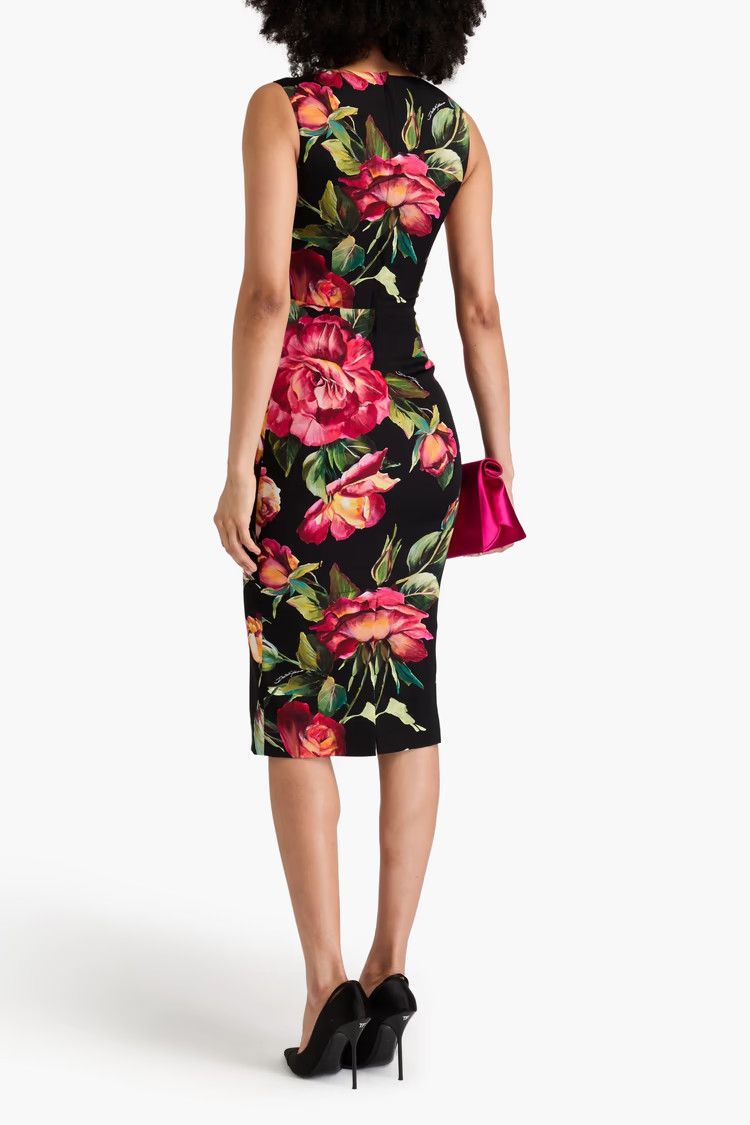 Dolce & Gabbana o1y0825 Sleeveless Midi Dress in Multicolor Size XL / US 12-14 / IT 48-50 - 3 Thumbnail