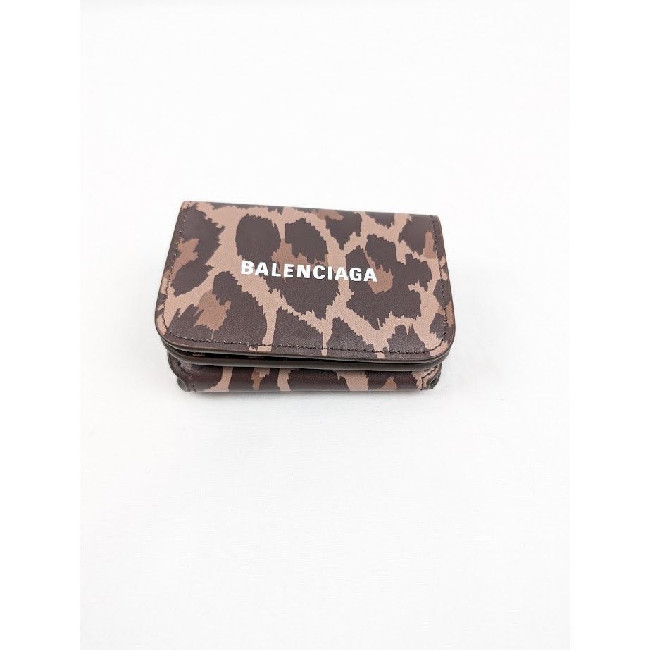 Balenciaga o1rshd1 Size:OS /Calfskin Logo Print Tri-Fold Wallet Leopard Size ONE SIZE - 1 Thumbnail