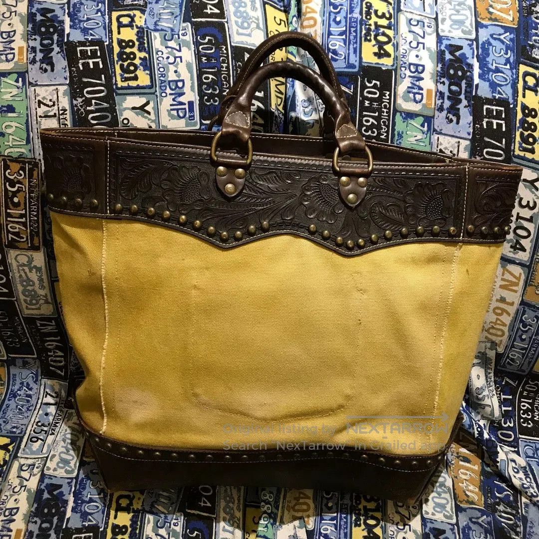 RRL Ralph Lauren RRL Carved Leather Rivet Tote Bag. Size ONE SIZE - 2 Thumbnail