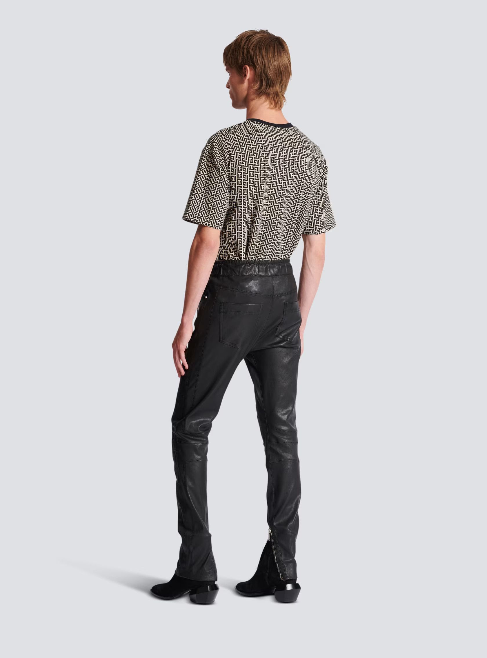 Balmain o1s1wg110125 Stretch Leather Trousers in Black Size US 32 / EU 48 - 4 Thumbnail