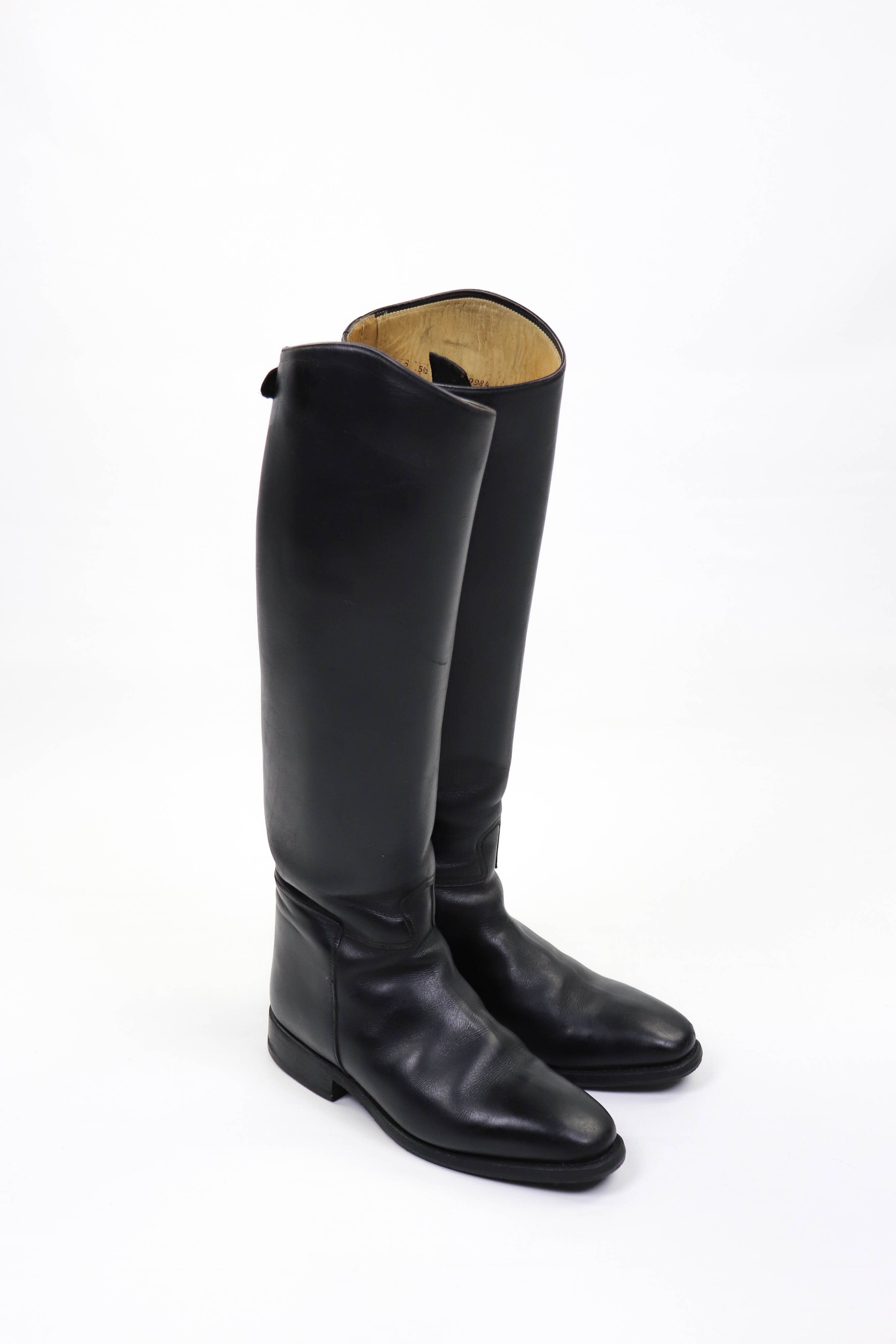 Cavallo Vintage Black Leather Long Riding Boots
