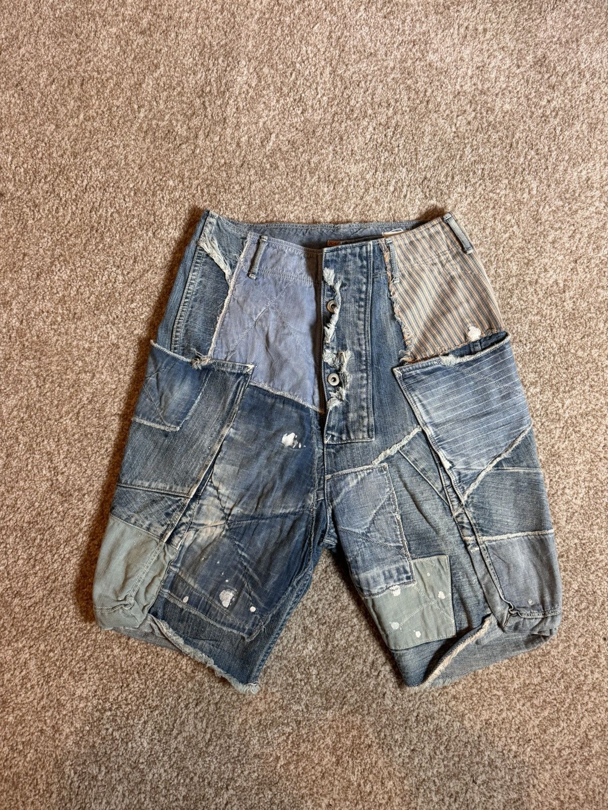 Kapital × Kapital Kountry Kapital Crazy Patchwork Shorts RARE Size US 29 - 1 Thumbnail
