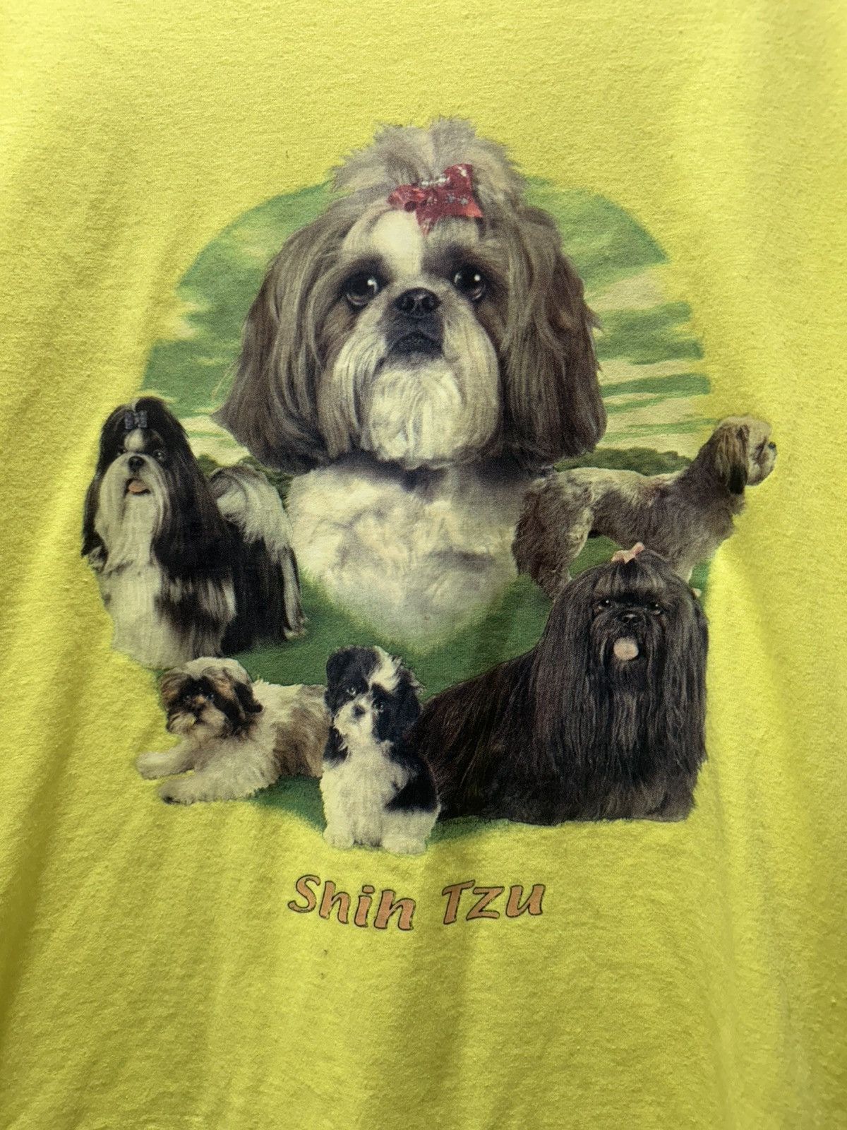 Gildan × Vintage Gildan Shih Tzu Dog Custom Shirt Vintage Highlighter Yellow Size US L / EU 52-54 / 3 - 3 Thumbnail