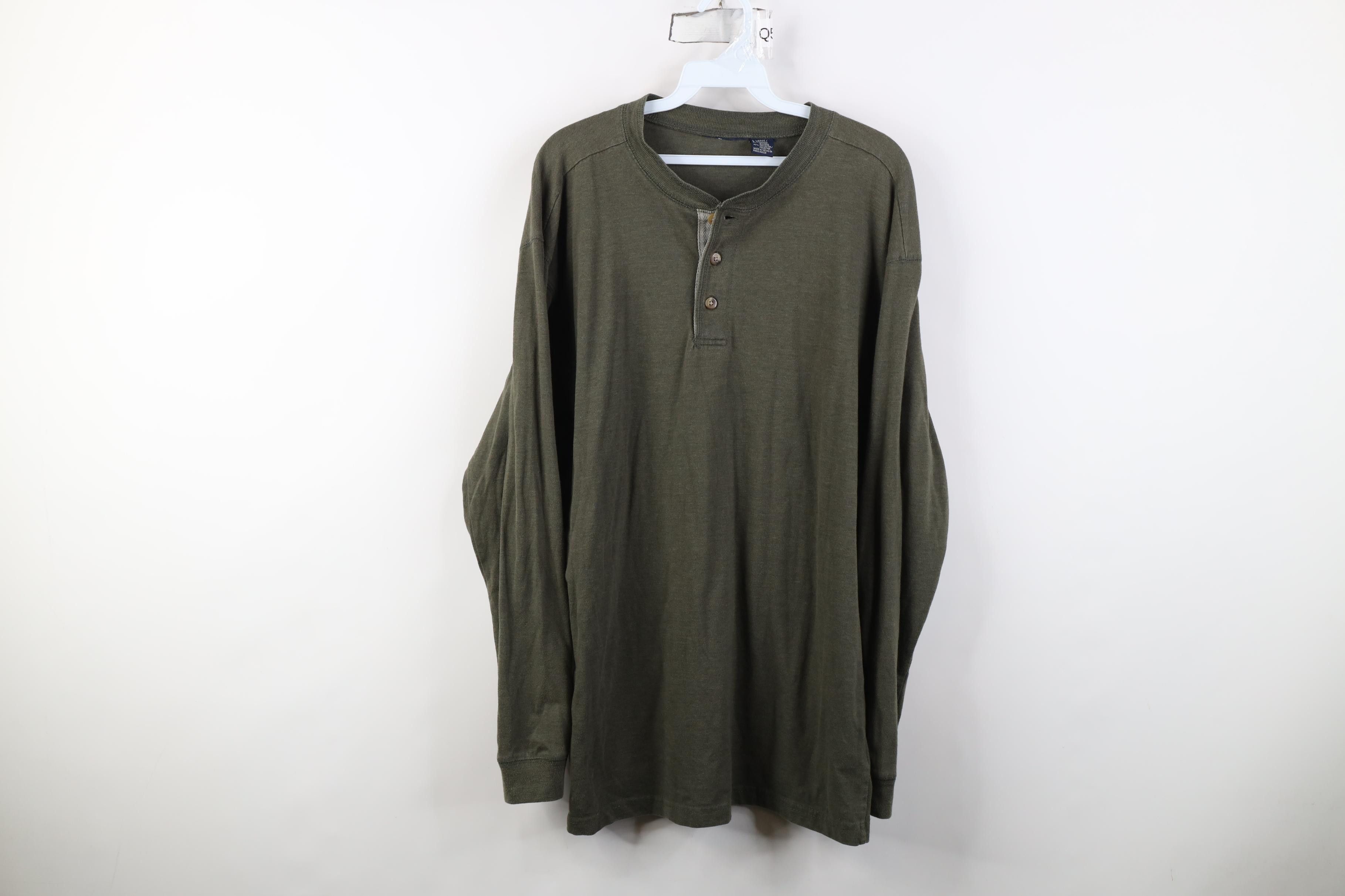 Vintage Vintage 90s Streetwear Knit Long Sleeve Henley T-Shirt Green Size US L / EU 52-54 / 3 - 1 Thumbnail