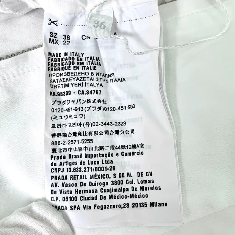 Prada Prada White triangle semi-zipper short-sleeved dress 2501-N Size XXS / US 00 / IT 34 - 7 Thumbnail