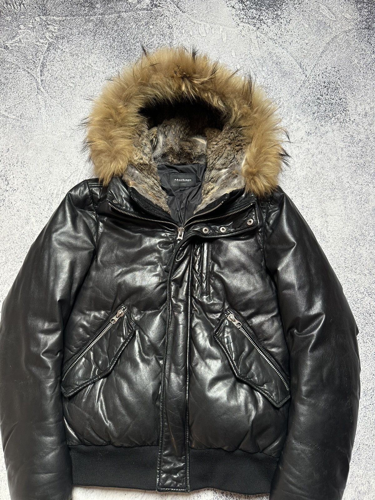 Mackage Mackage Glen Leather Bomber With Hooded Bib And Fur Trim Size US M / EU 48-50 / 2 - 5 Thumbnail