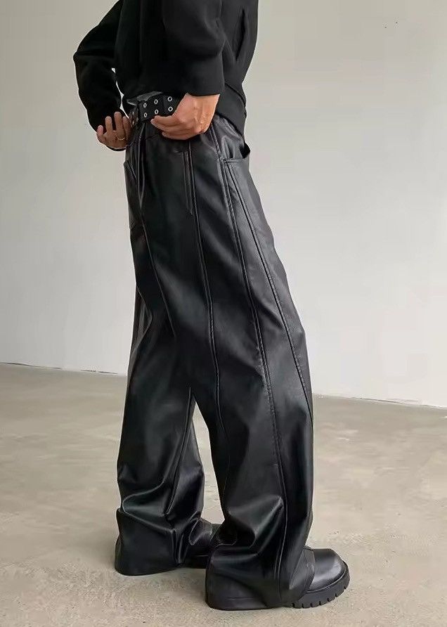 Other Faux Leather Black Wide Leg Flare Pants Size US 30 / EU 46 - 6 Thumbnail