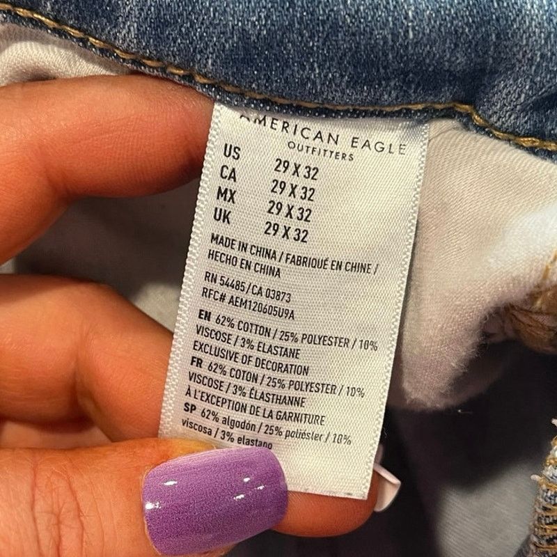 American Eagle Outfitters American Eagle Mens Slim Straight Jeans Blue Size 29x32 Size US 29 - 9 Thumbnail