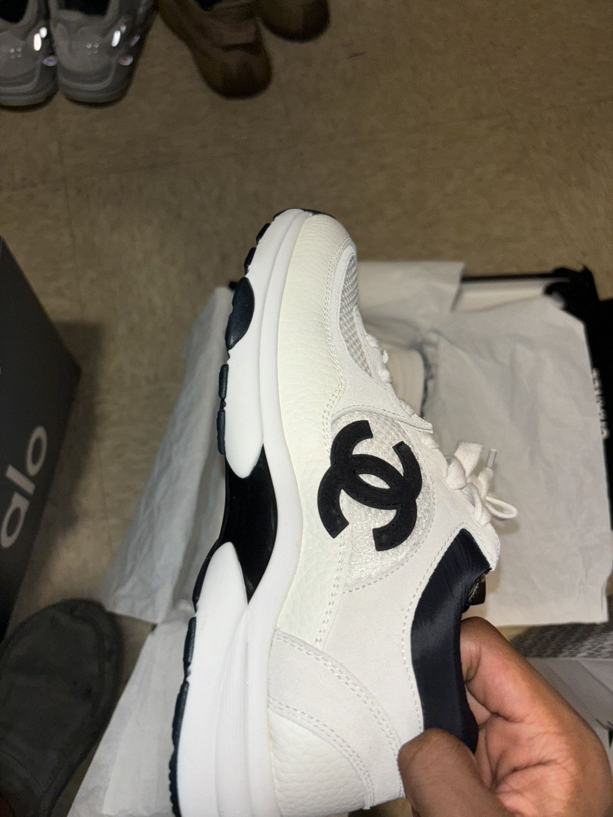 Chanel Chanel Wmns CC Logo Sneaker White Black Grailed