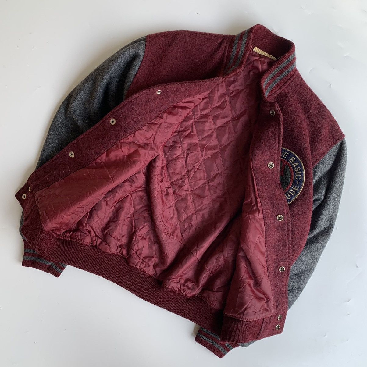 Japanese Brand × Vintage Vintage 90s New Wave Basic Varsity Bombers Wool Jacket Size US L / EU 52-54 / 3 - 4 Thumbnail