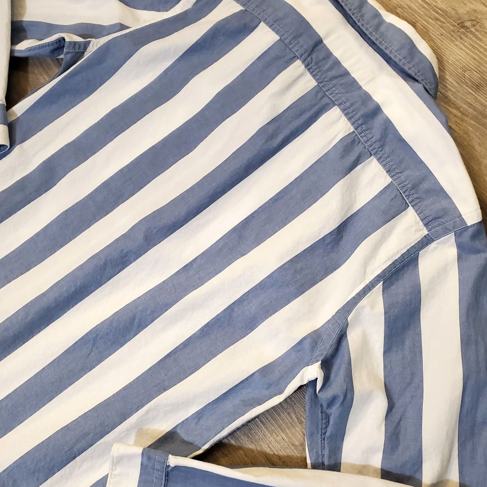Express Express Mens Shirt Button-Up Sz M Blue White Striped Slim Cotton Long Sleeve Size US M / EU 48-50 / 2 - 5 Thumbnail