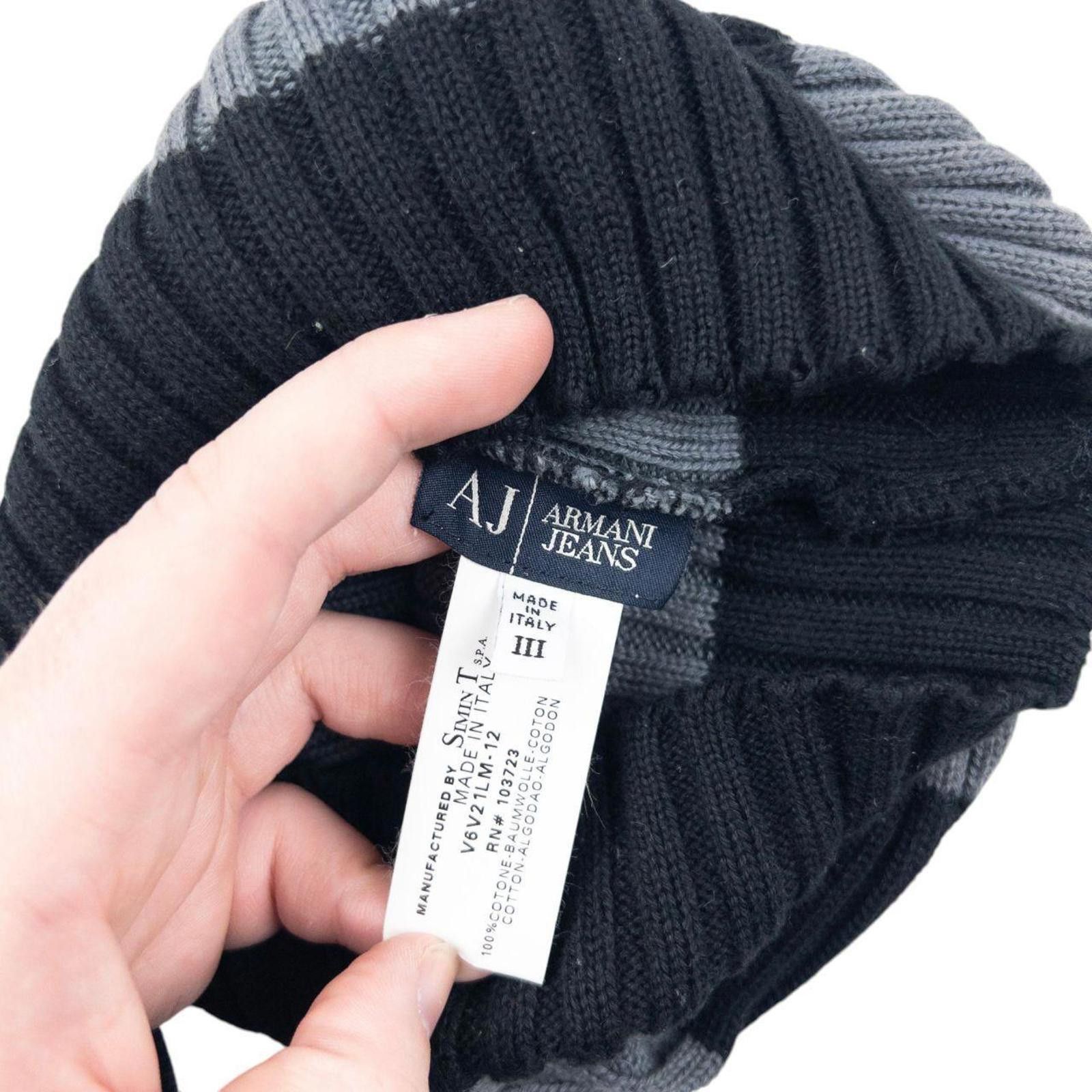 Other Vintage 2000s Armani Jeans Ribbed Stripe Beanie Hat Size ONE SIZE - 5 Thumbnail