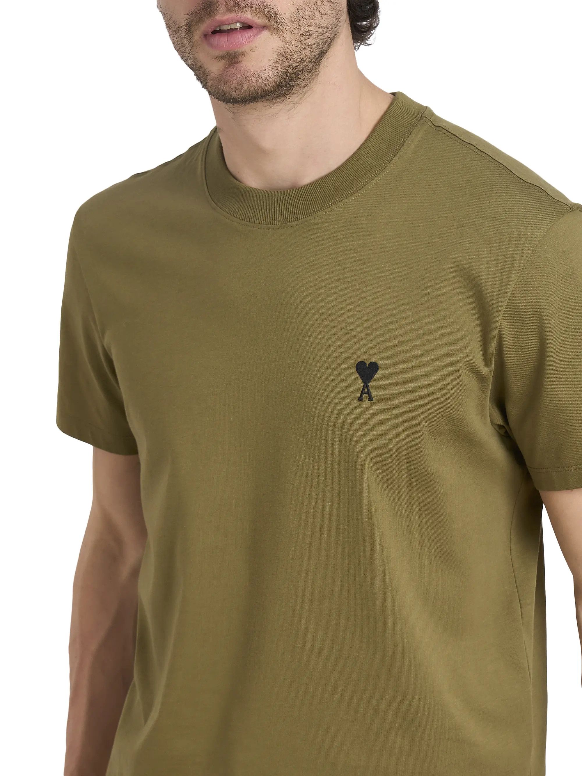 AMI os11x0226 Contrasted Ami de Coeur Cotton T-Shirt in Bronze Size US L / EU 52-54 / 3 - 6 Thumbnail