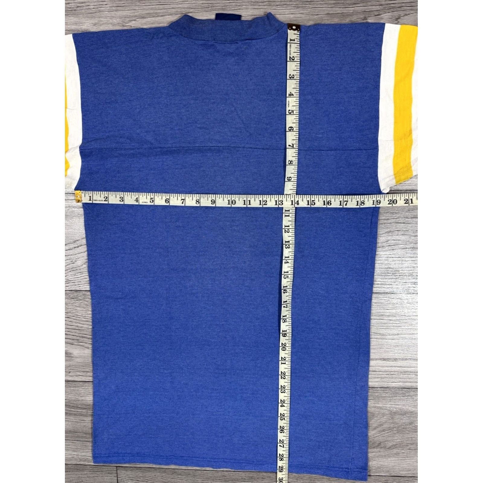 Nike VINTAGE Nike Big Swoosh Jersey T-Shirt Stripes Big Logo Swoosh Men Fit Sz L Navy 80s Shirt Mens Size US L / EU 52-54 / 3 - 3 Thumbnail