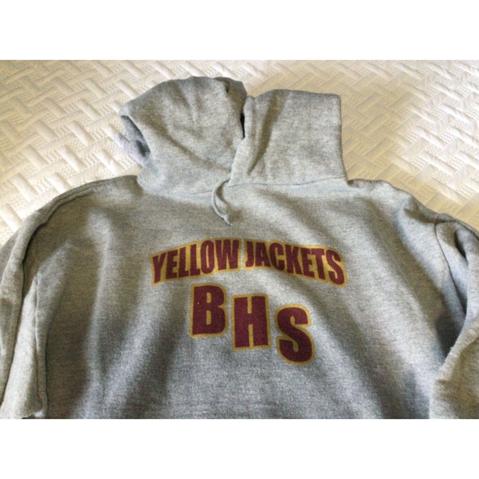 Jerzees VINTAGE JERZEES Hoodie Mens Medium Gray Fleece Pullover Heavyweight BHS Yellow Jackets Size US M / EU 48-50 / 2 - 2 Thumbnail