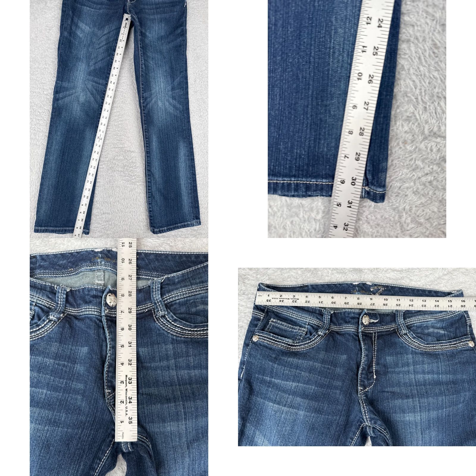 Vintage Seven7 Jeans Women 10 Blue Denim Straight Leg Low Rise Distressed 32x31 Size 32" / US 10 / IT 46 - 8 Thumbnail
