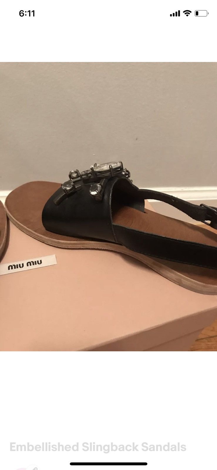 Miu Miu Miu Miu Vacchetta Crystal Embellished Slingback Sandals 37 Size US 7 / IT 37 - 3 Thumbnail