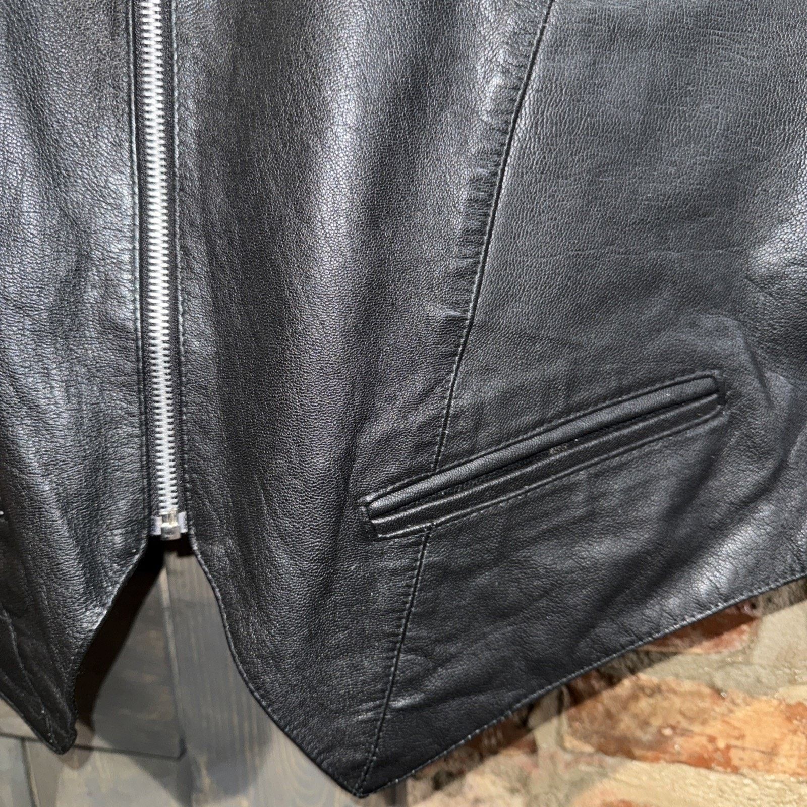 Other Vintage Black Genuine Leather Zippered Vest Moto Oversized M Size US M / EU 48-50 / 2 - 5 Thumbnail