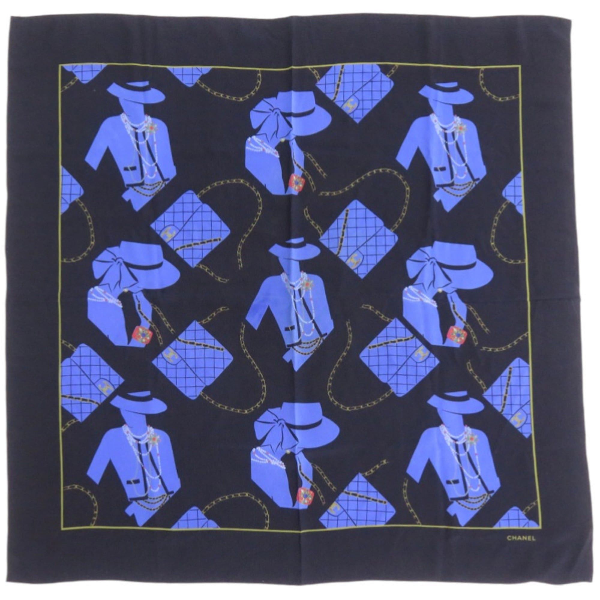 Chanel Excellent condition Chanel Mademoiselle silk black scarf/muffler 0392CHANEL Size ONE SIZE - 1 Thumbnail