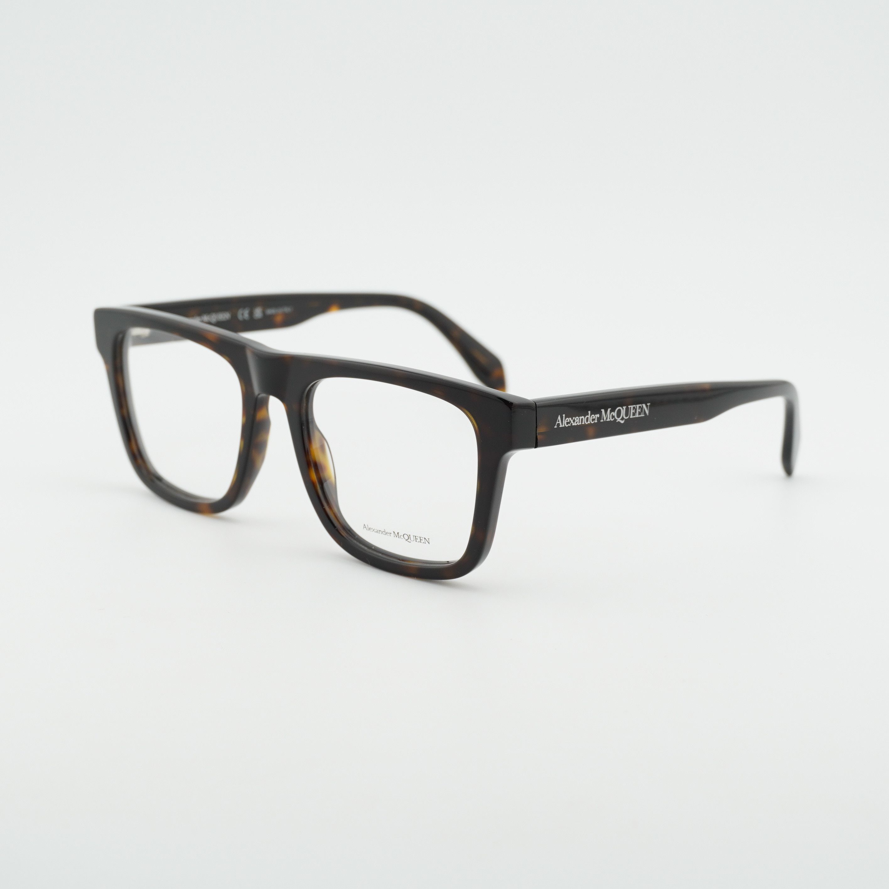 Alexander McQueen Alexander McQueen AM0357O 002 Eyeglasses Havana 52mm Square Size ONE SIZE - 8 Thumbnail