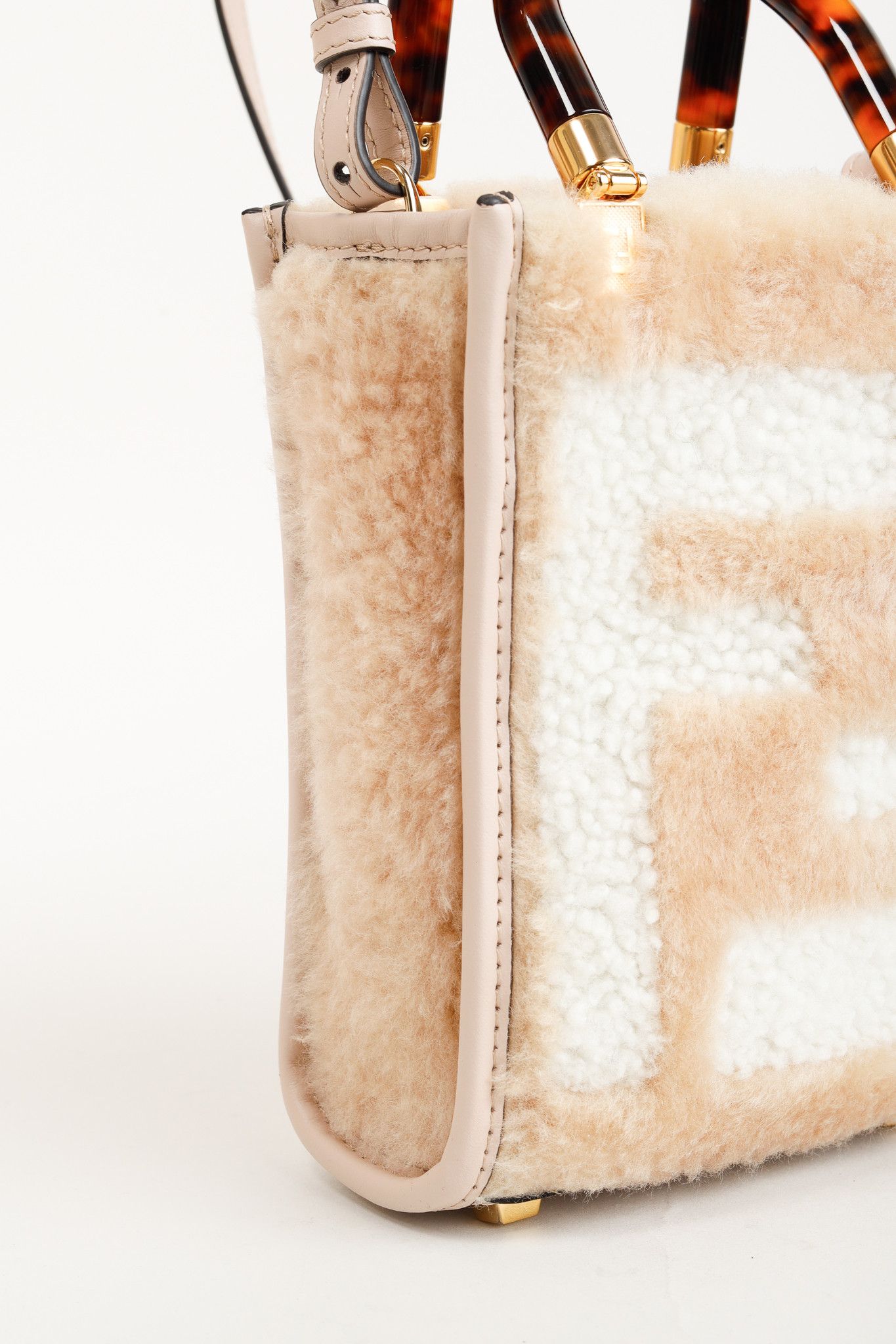 Fendi Fendi Mini Sunshine Shopper Tan Sheepskin Logo Mini-Bag Size ONE SIZE - 8 Thumbnail