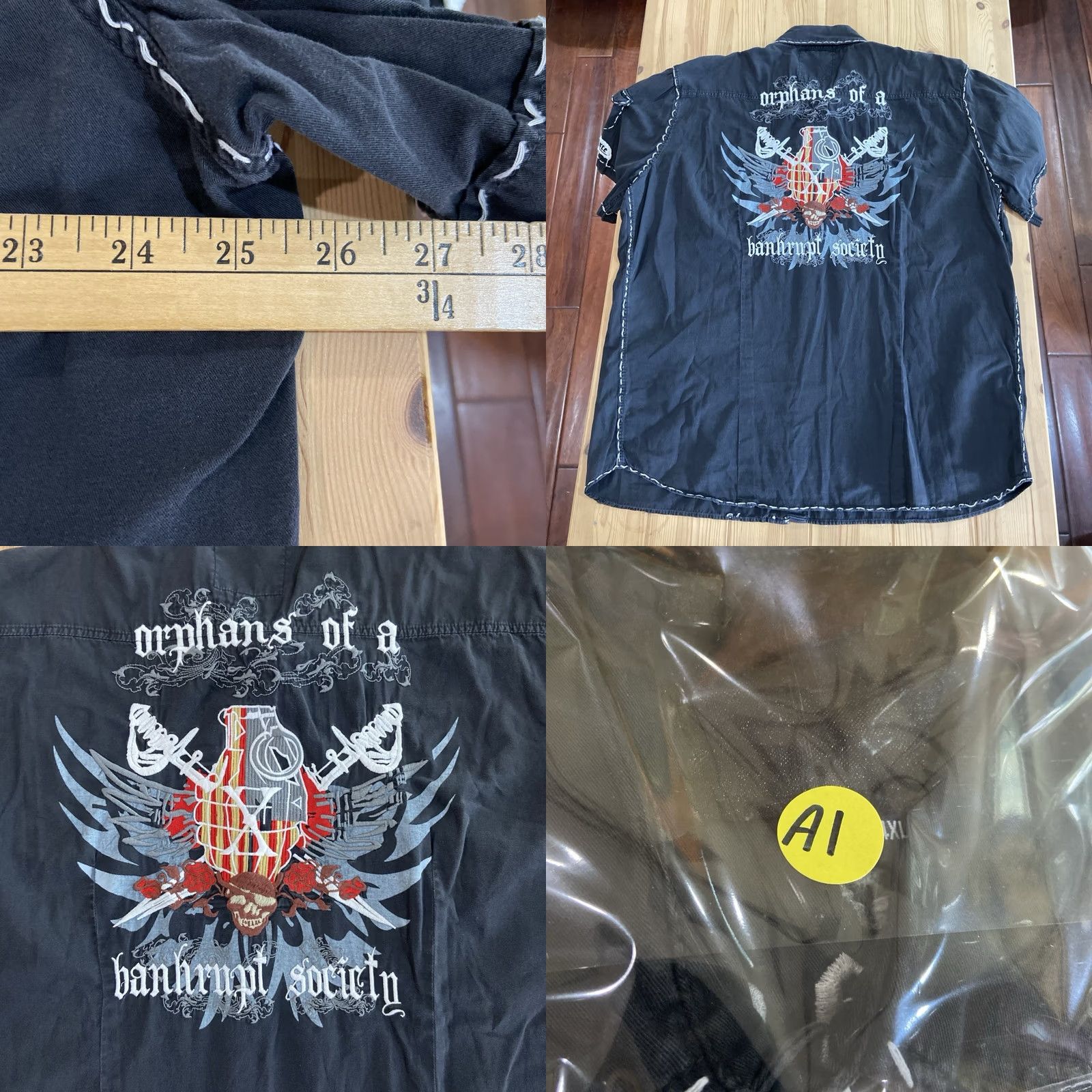 Vintage Toxic Waste Shirt Mens 4XL Black Graphic Print Short Sleeve Button-Up Collared Punk Rock Skull Child Star Bird Gothic Biker Size US XXL / EU 58 / 5 - 8 Thumbnail