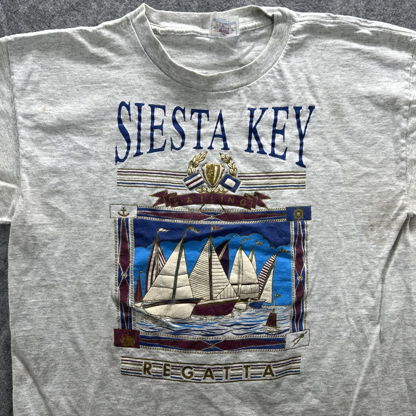 Vintage VINTAGE Siesta Key Regatta Shirt Mens Large Gray Sailing Graphic Tee USA 90s SS Size US L / EU 52-54 / 3 - 5 Thumbnail