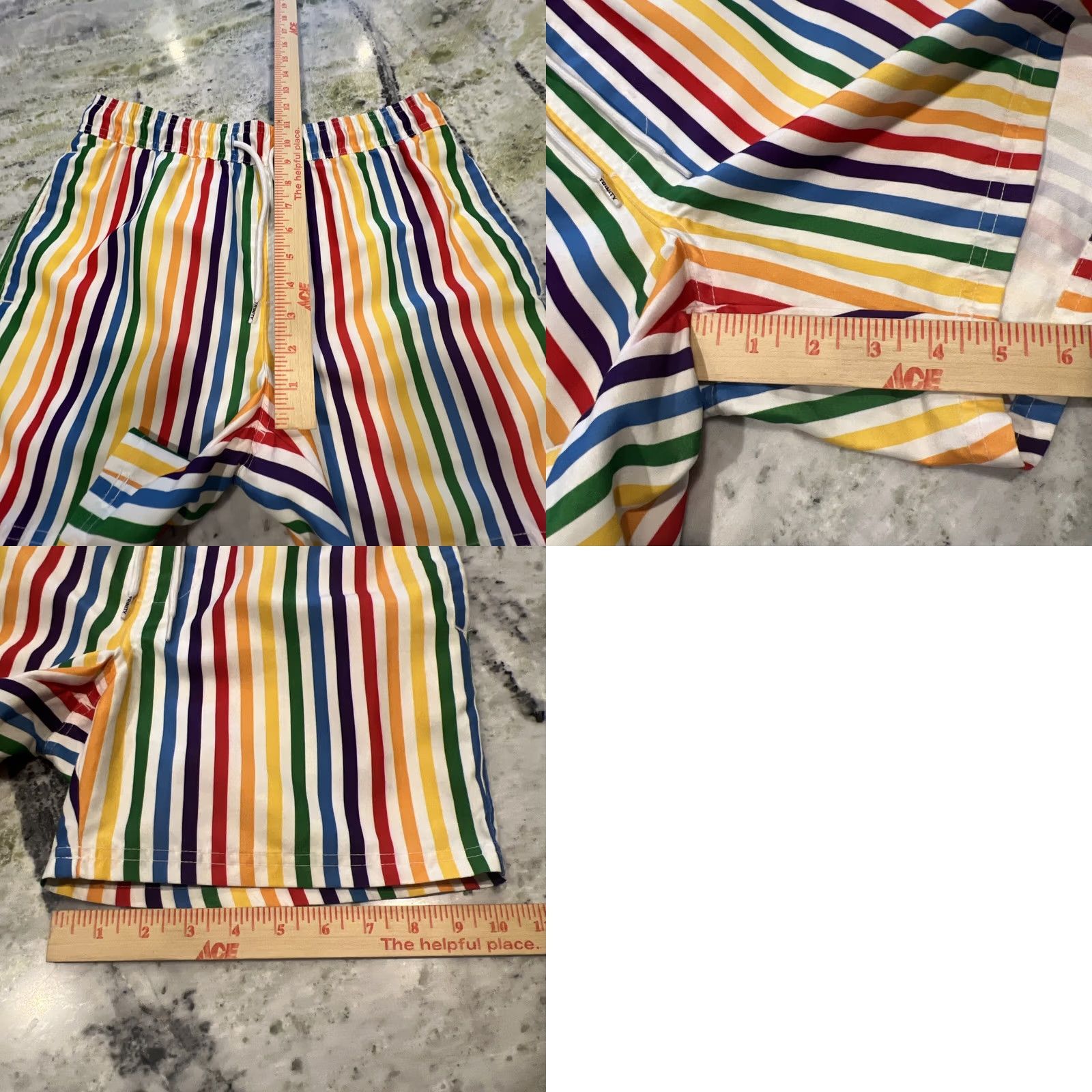 Vintage VINTAGE Trinity Collective Men's Small Shorts Unlined Swim Trunks Striped Rainbow Pride Size US 29 - 8 Thumbnail
