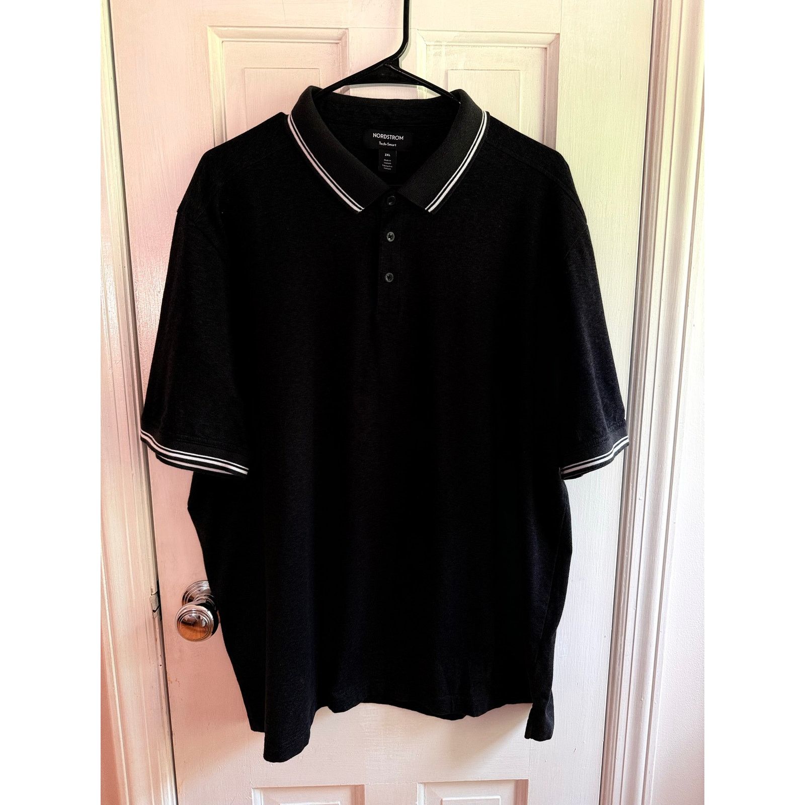 Nordstrom Nordstrom Tech-Smart Polo Shirt Mens XXL Black White Striped Size US XXL / EU 58 / 5 - 1 Thumbnail