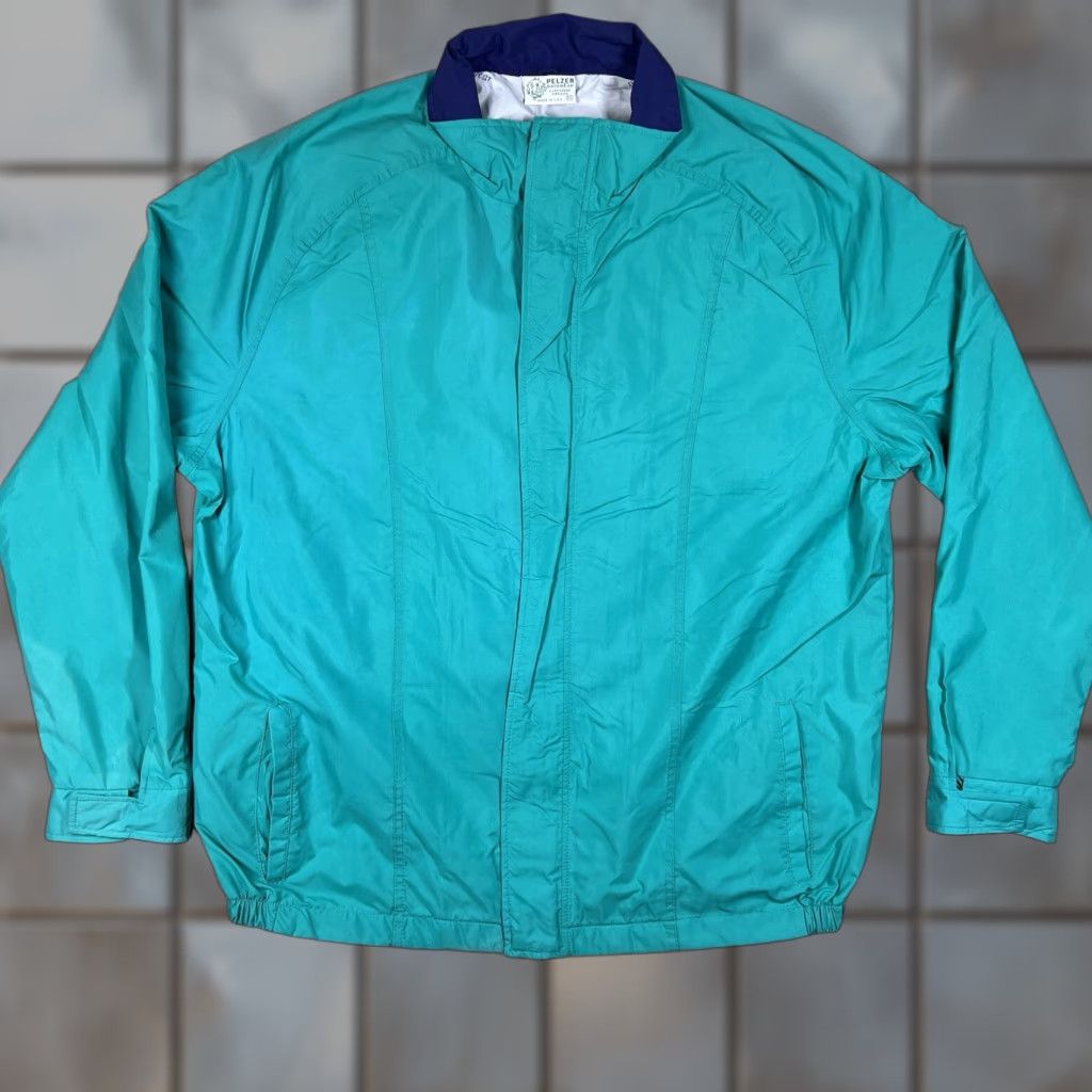 Vintage VINTAGE Pelzer Rainwear Jacket Nylon Water Resistant Turquoise Blue 2XL Men Zip. Size US XXL / EU 58 / 5 - 1 Thumbnail