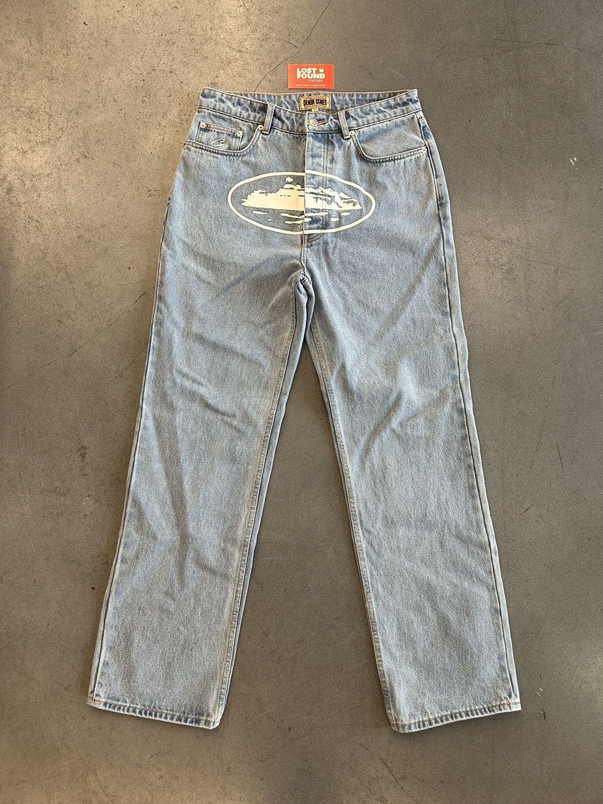 Corteiz Corteiz Alcatraz Baggy Jeans Washed Blue | Grailed