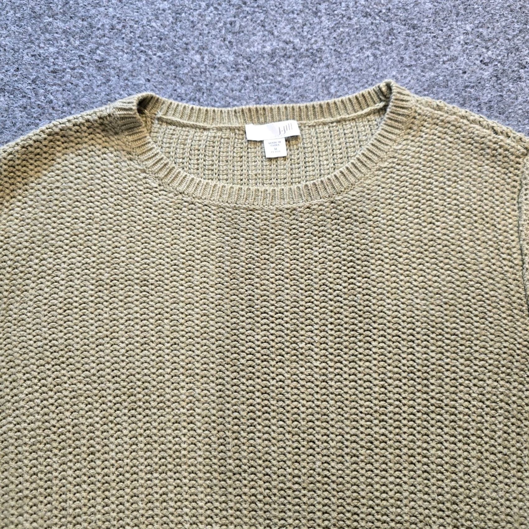 J. Jill J. Jill Sweater Women Size PM Petite Green Chunky-Knit Crew Neck Basic Casual Pullover Knit Winter Fall Spring Regular Sab? Size M / US 6-8 / IT 42-44 - 2 Thumbnail