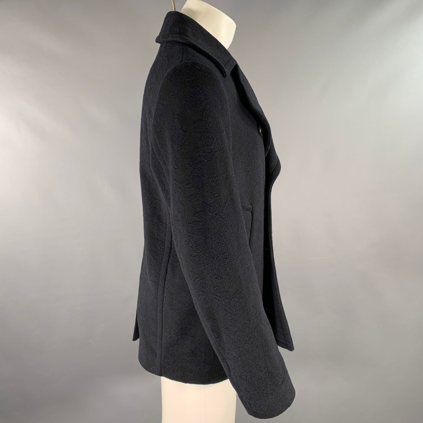 Etro Size S Navy Abstract floral Wool Double Breasted Peacoat Size US S / EU 44-46 / 1 - 3 Thumbnail