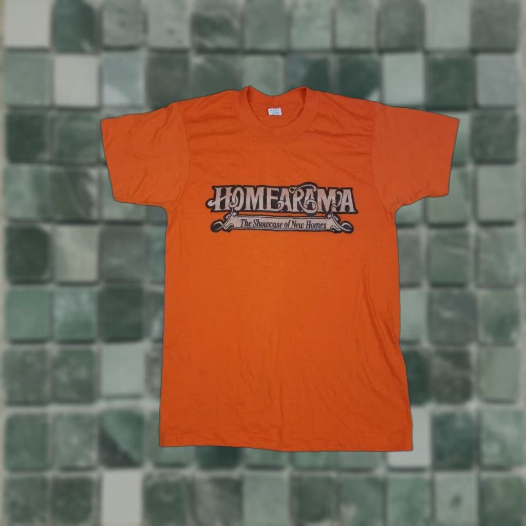 Vintage VINTAGE Russell T-Shirt Orange 50/50 Short Sleeve Mens Medium Adult Regular Cotton USA 80s Band Retro Rock Tropical Style Shirt Size US M / EU 48-50 / 2 - 1 Thumbnail