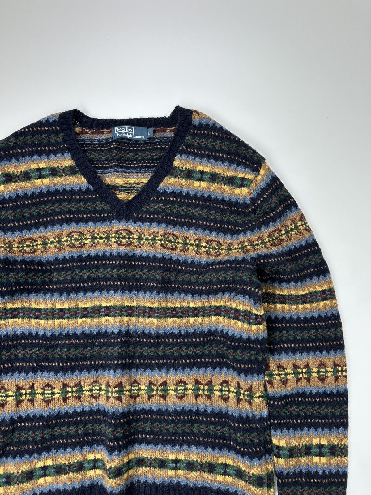 Polo Ralph Lauren Polo Ralph Lauren Wool Sweater V-Neck Fair Isle Size US L / EU 52-54 / 3 - 5 Thumbnail