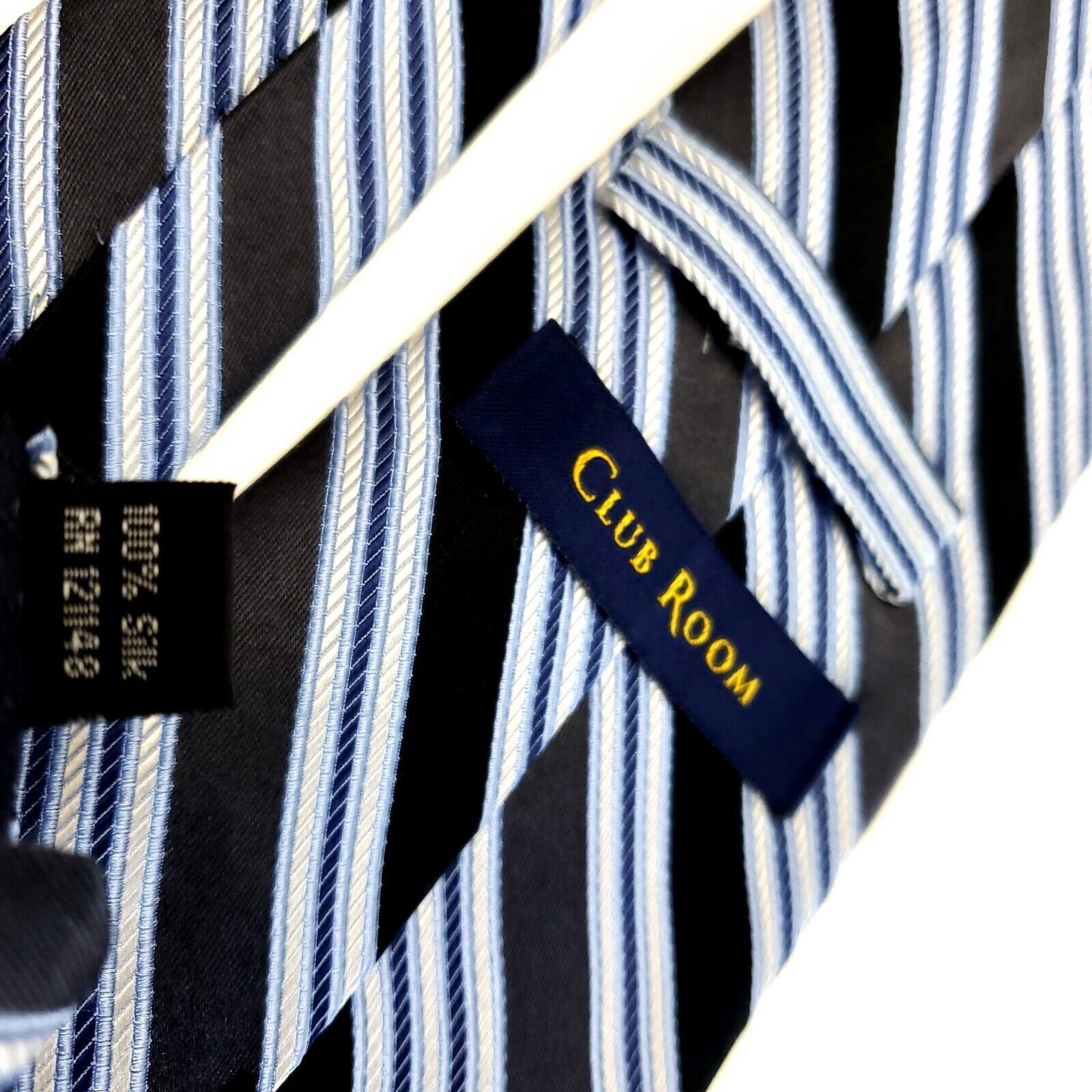 Club Room Club Room White Black Silk Tie Woven Striped Size ONE SIZE - 4 Thumbnail