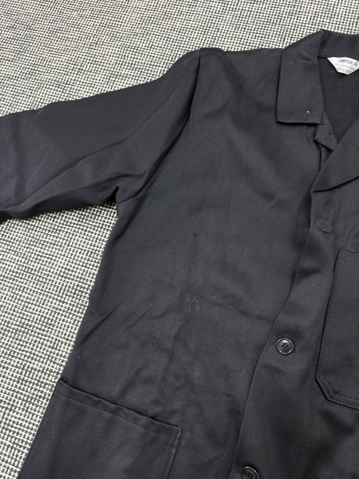 Vintage black moleskin French chore coat jacket work utility 70s/80s Size US S / EU 44-46 / 1 - 4 Thumbnail