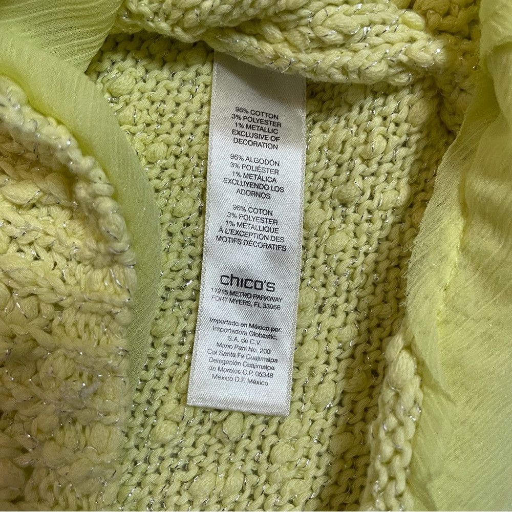 Chicos Chico's Asymmetrical Hem Abby Pullover Yellow Cotton Sweate Size S / US 4 / IT 40 - 6 Thumbnail