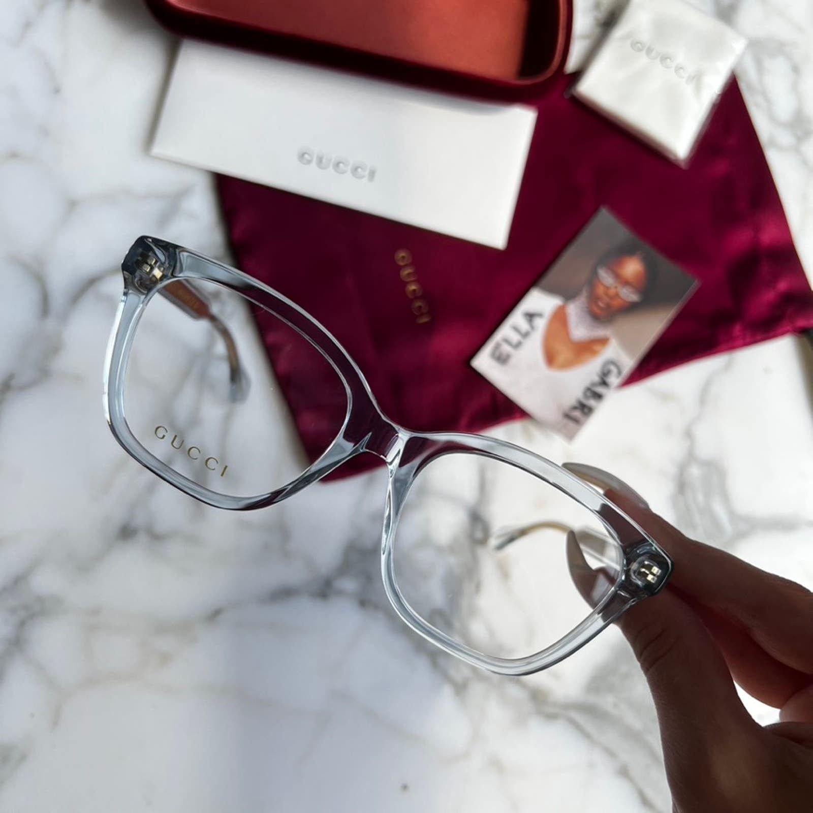 NEW Gucci GG0566ON Blue Transparent Eyeglasses Frames