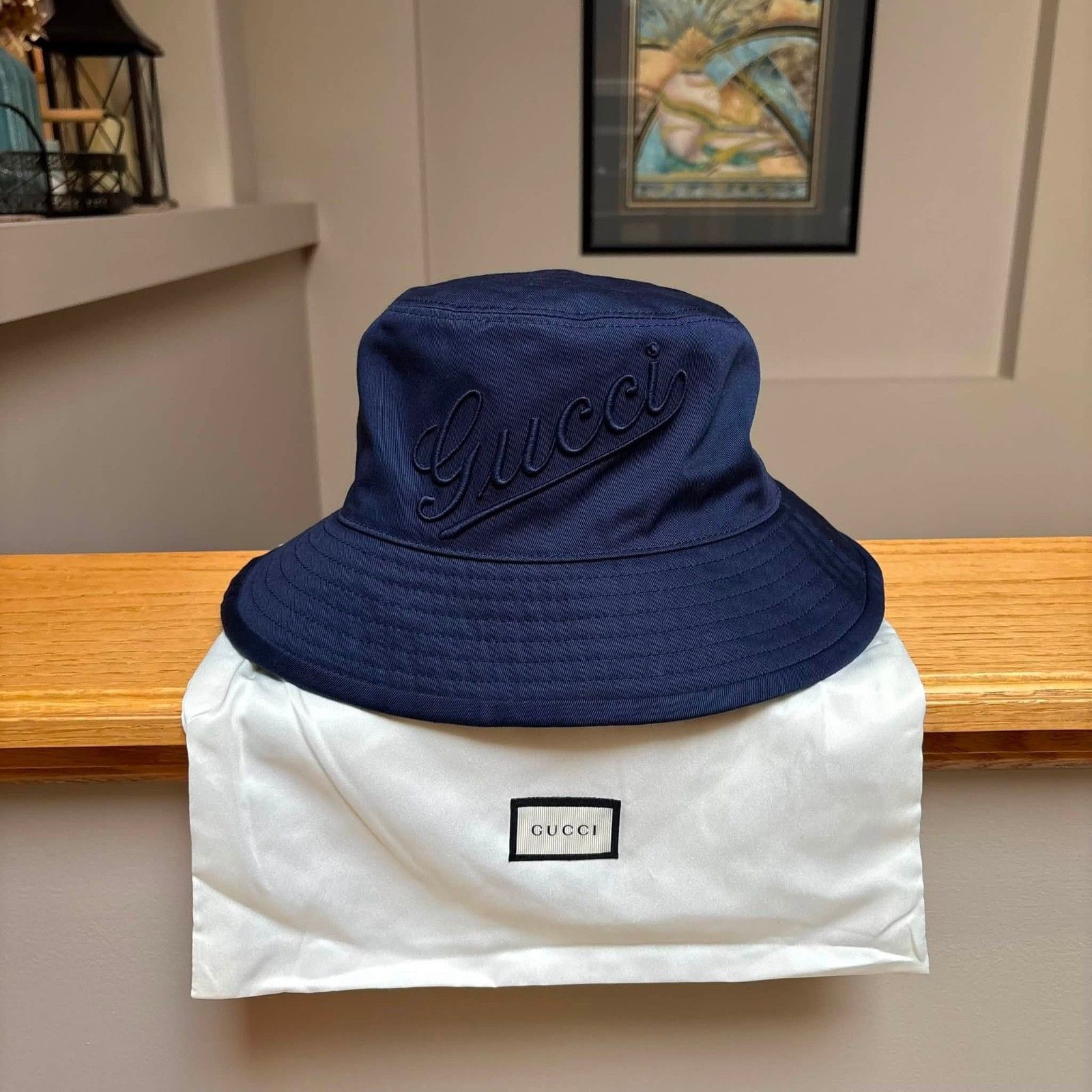 Gucci Black Embroidered Script Bucket Hat GUCCI Embroidered Script Bucket Hat - 55 S main image 3