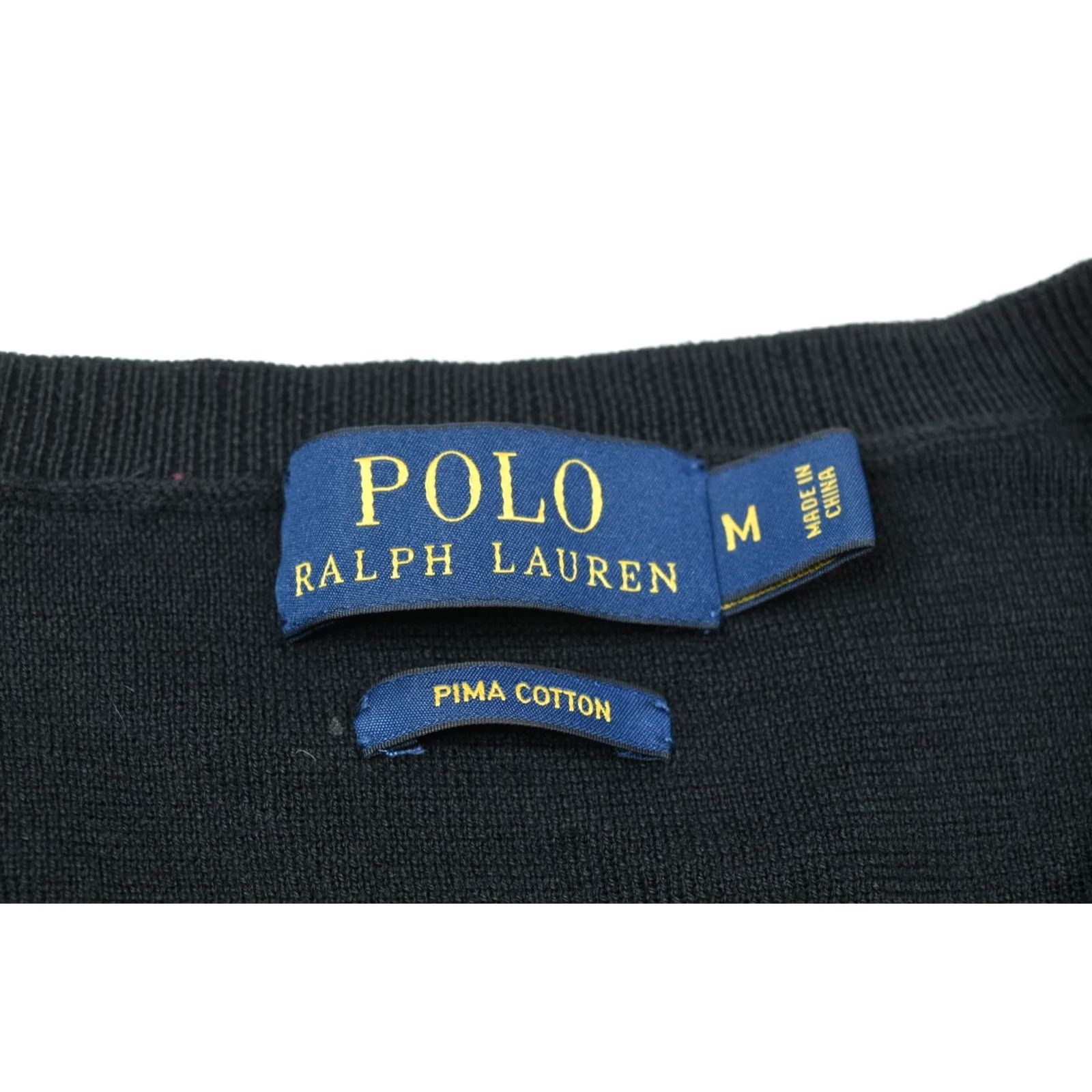Polo Ralph Lauren Polo Ralph Lauren Sweater Mens Medium Black Pima Cotton V-Neck Long Sleeve Pullover Knit Size US M / EU 48-50 / 2 - 6 Thumbnail