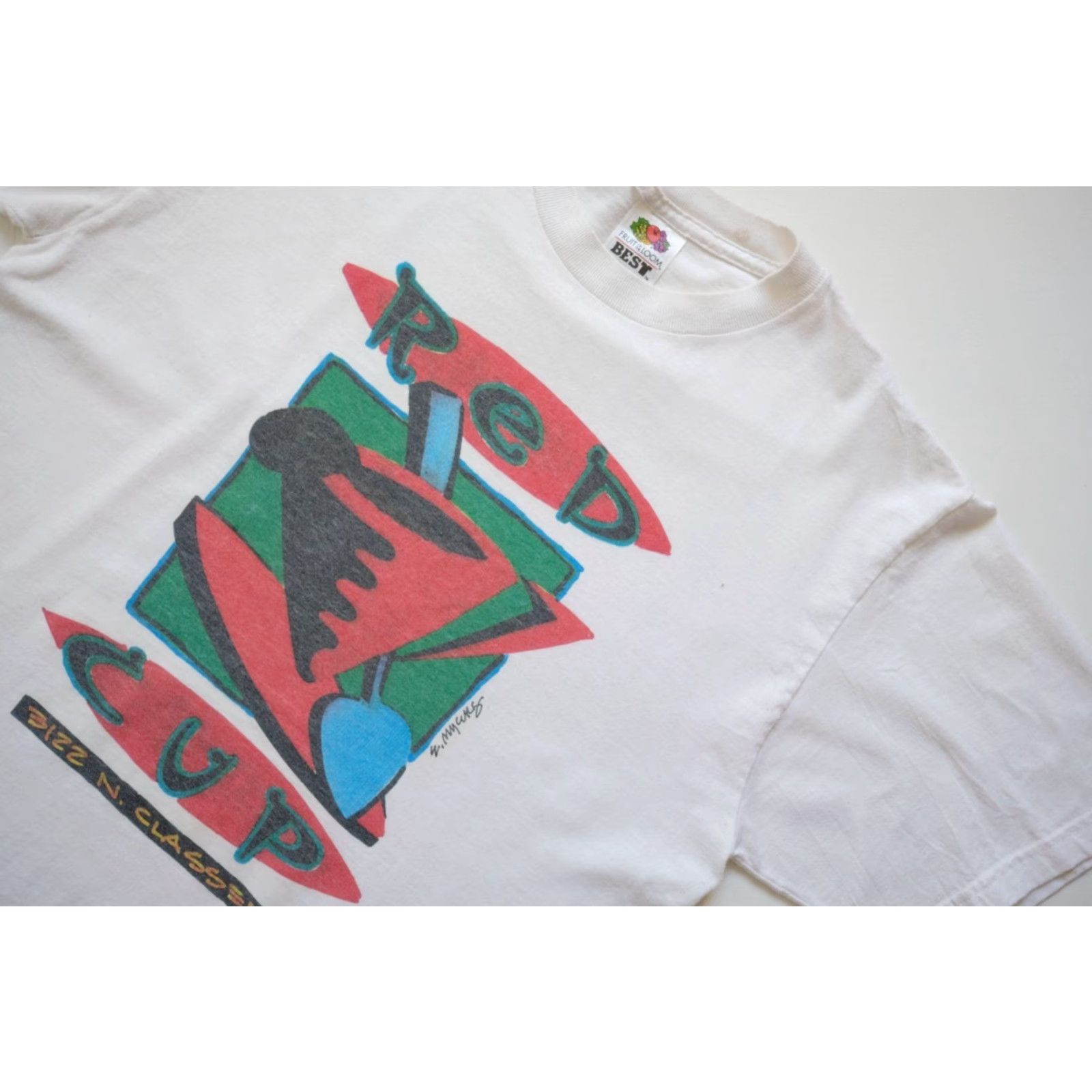 Fruit Of The Loom VINTAGE Fruit of the Loom 90s 80s ART T SHIRT GRAPHIC OKLAHOMA CITY COFFEE RED CUP M White Mens T-Shirt Size US M / EU 48-50 / 2 - 4 Thumbnail