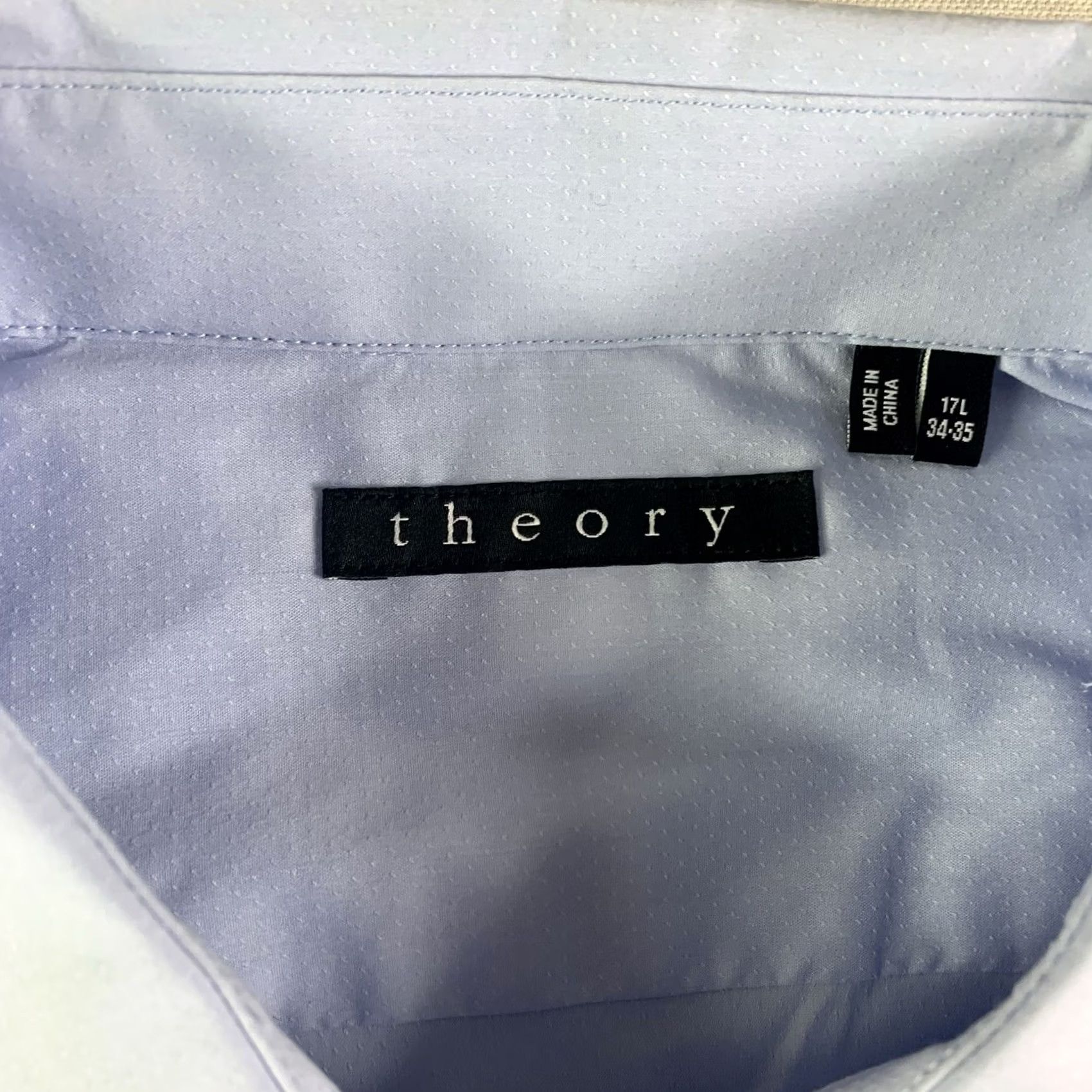 Theory Theory Button Up Shirt Mens 17L 34-35 Blue Long Sleeve Cotton Spandex Stretch Knit Nylon Cotton Blend Regular Collar Button-Front Brand Theory Mens Size US XL / EU 56 / 4 - 3 Thumbnail